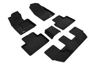 Volvo XC90 Floor Mat Set - Front Rear and Third Row - 3D MAXpider - Elegant - Black - `15-`25